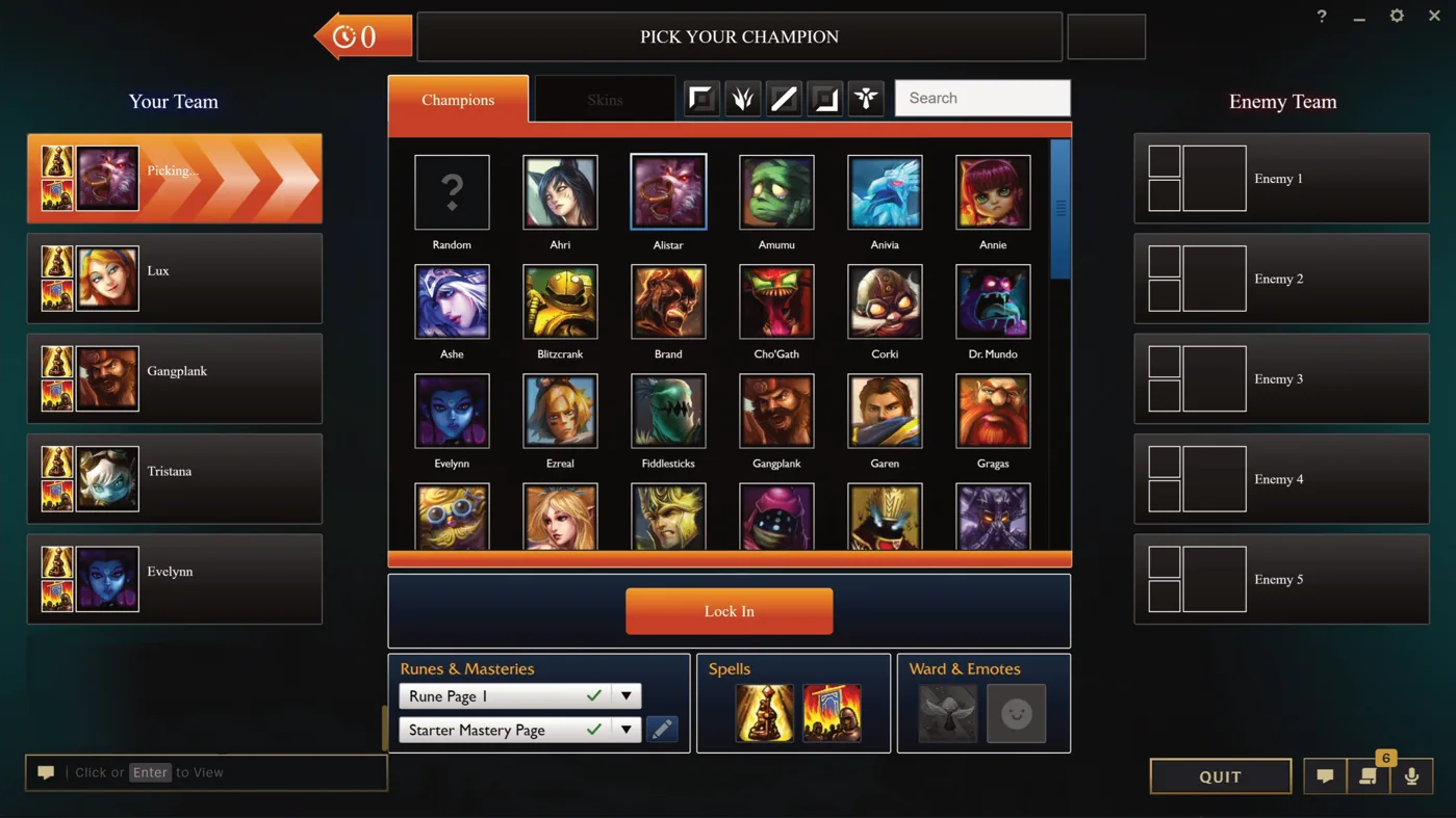 League of Legends champion select screen (screenshot)