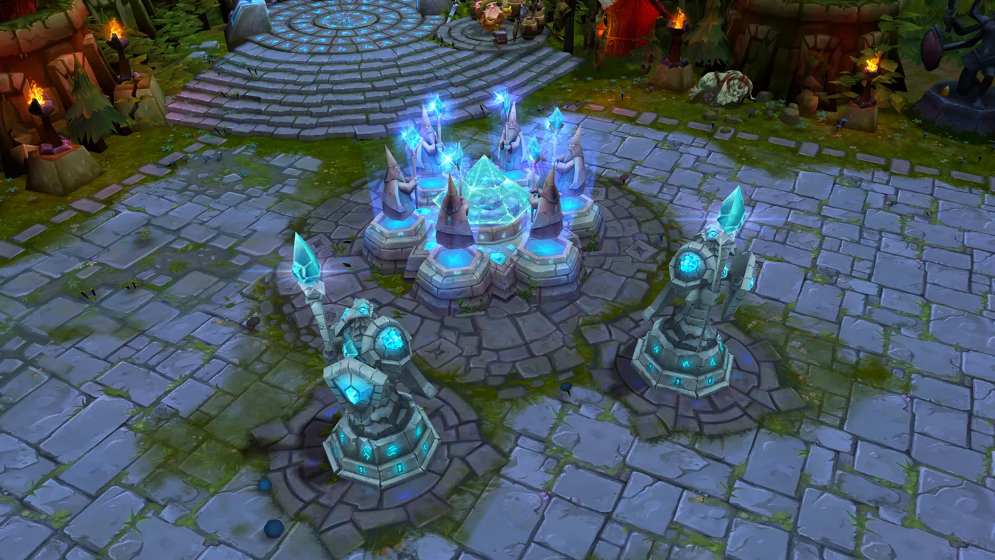 League of Legends teamfight near the Nexus (screenshot)